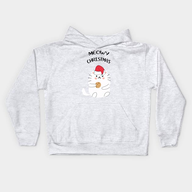 Meowy Christmas Kids Hoodie by Dizzyland